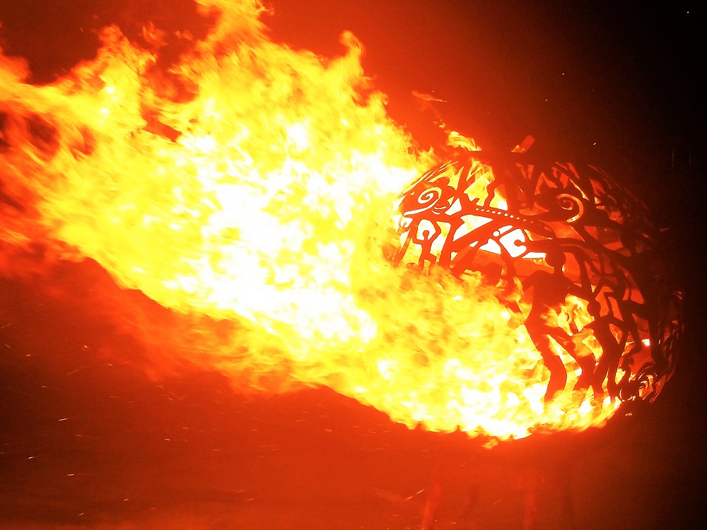 How about a flaming metal ball from the BVI Full Moon Party as a Photo of the Day?