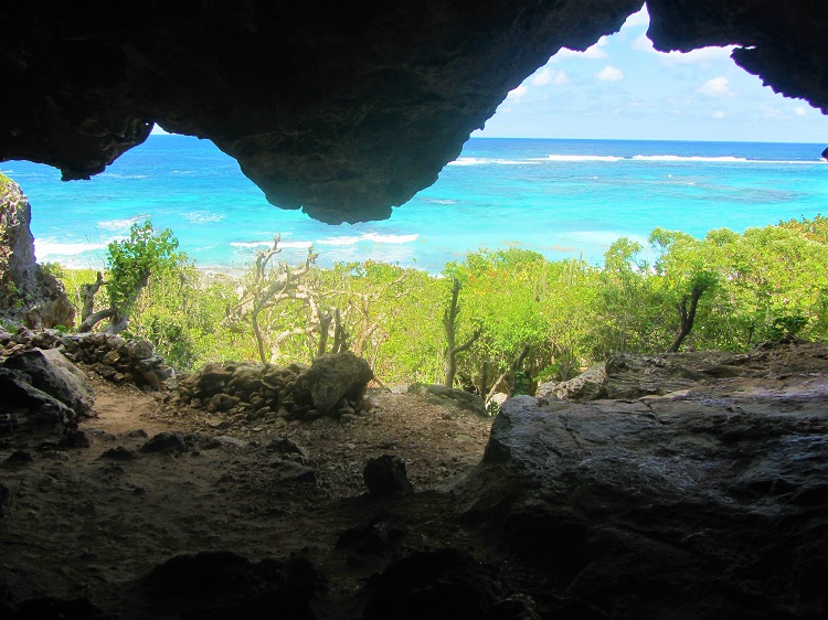 How about this view from a cave in Barbuda