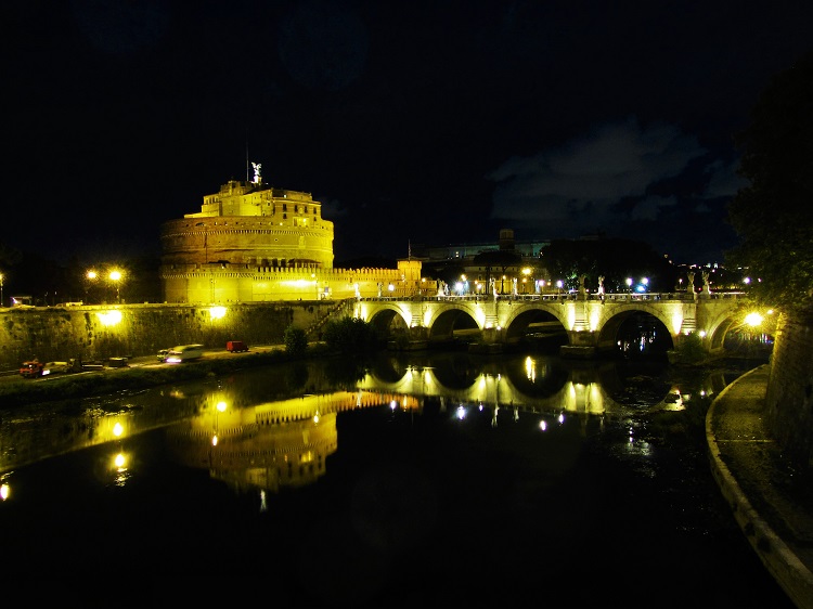 Castel St. Angelo at night from across the river